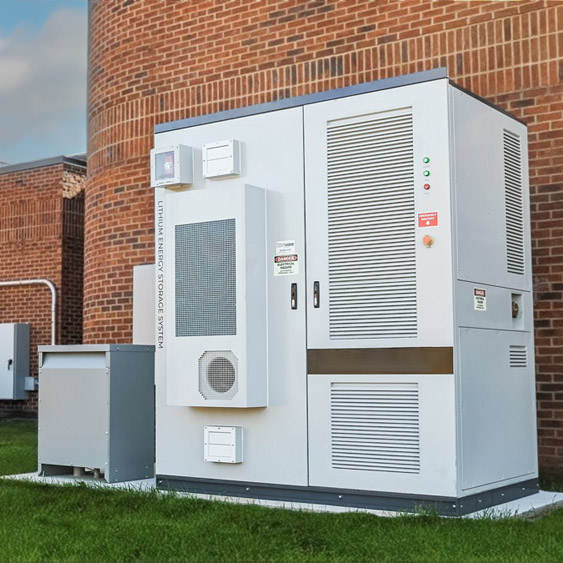 Battery energy storage system installed near a building