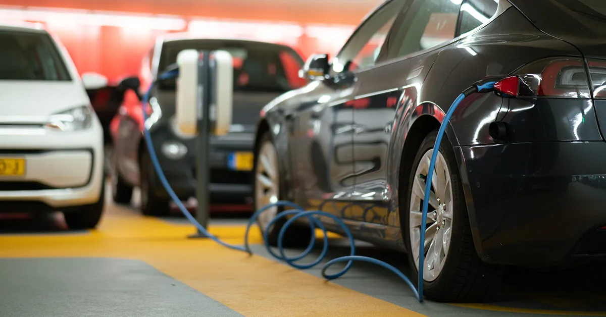 EVs charging in parking garage
