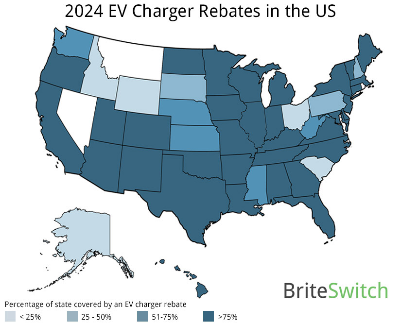 2024 EV Charger Rebate Coverage in the US