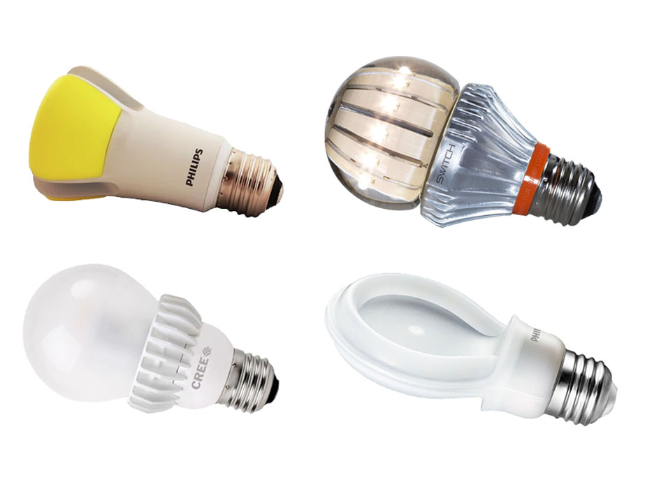 Different LED A19 lamps that were developed