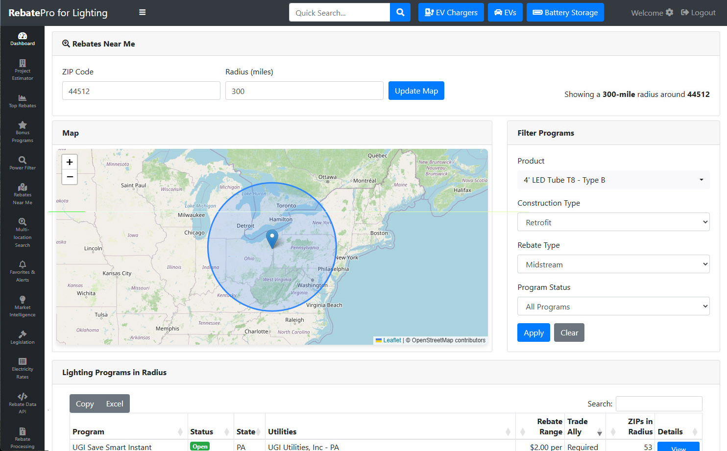 RebatePro for Lighting project estimator