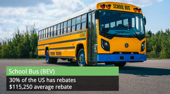 average rebate of an electric school bus