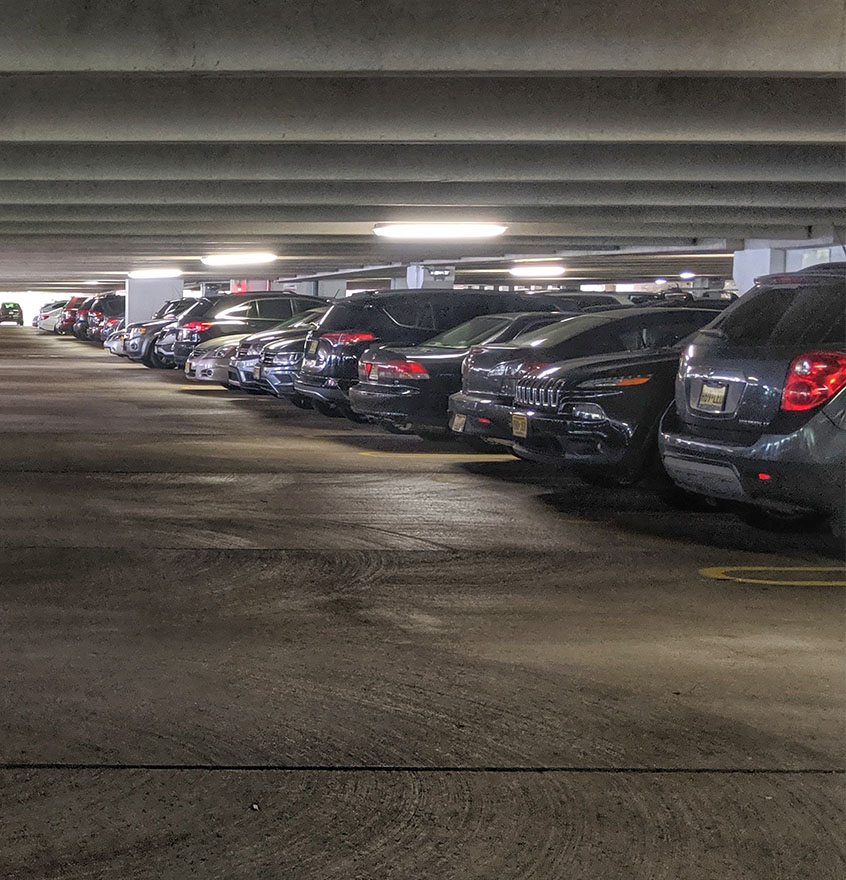 parking garage with led lighting